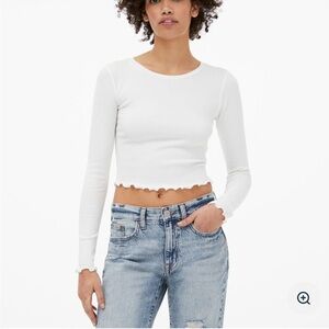 Aeropostale Womens Long Sleeve Ribbed Cropped Shrunken Tee Sz L